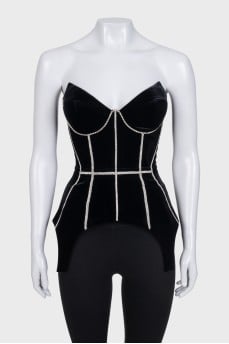 Velvet corset top with rhinestones