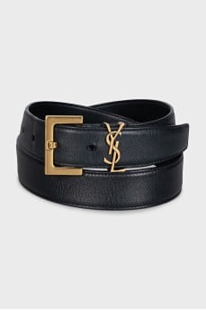 Black leather belt Cassandre