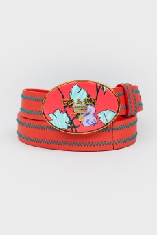 Coral belt with oval buckle
