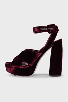 Red velvet sandals