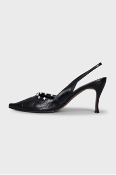 Black slingbacks with heels