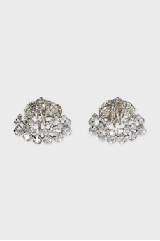 Chunky crystal clip-on earrings