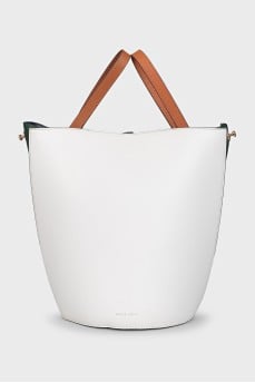 Leather bucket bag in mixed colors
