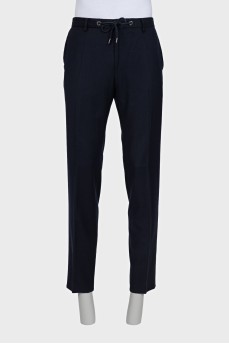 Men's wool trousers with drawstrings