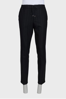 Men's pinstripe trousers with drawstrings