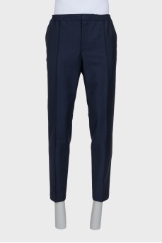 Men's wool trousers with zip and drawstrings