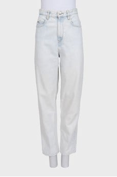 Light blue high-waist jeans