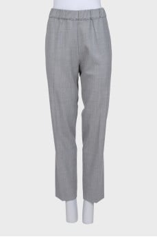 Gray wool trousers with rhinestones