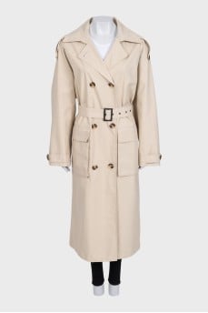 Beige trench coat with tag