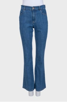 Сині джинси boot cut fit із вишивкою на кишенях