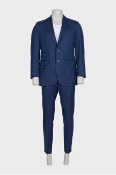 Men's dark blue suit with a small print