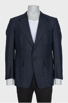Men's wool jacket with patches on the sleeves