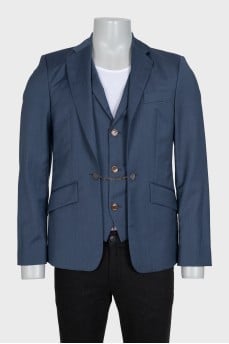 Men's blue jacket with a vest insert