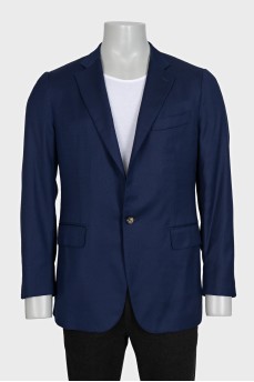 Men's blue single-breasted jacket with pockets