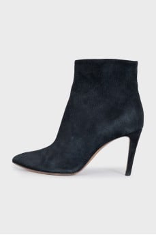 Black suede ankle boots with heels