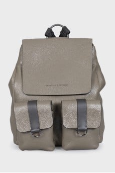 Gray leather backpack