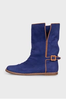 Cropped suede boots with contrast trim