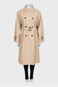 Beige trench coat with belt