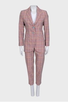 Red suit with a checkered print
