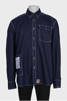 Men's oversized shirt with contrast stitching