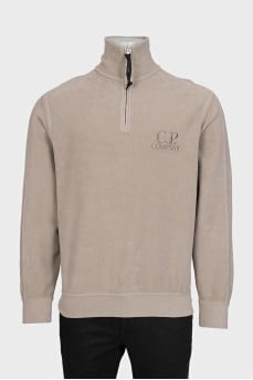 Men's zip-up jumper with embroidered logo