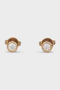 Gold stud earrings with diamonds