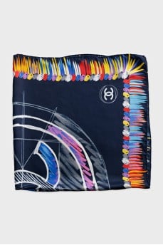 Silk scarf with logo print