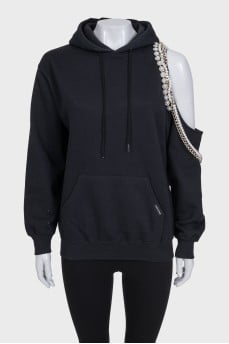 Black off-shoulder hoodie