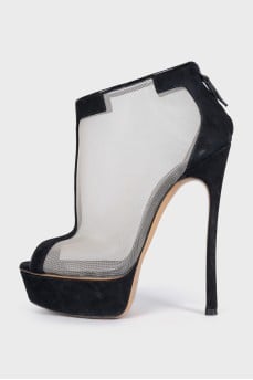 Transparent ankle boots with heels and zip