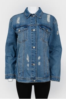 Denim jacket with rooster