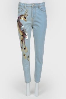 High landing jeans with firebirds
