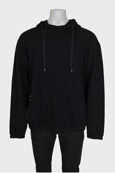 Men's black hoodie with white logo
