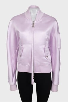 Fillet satin bomber jacket