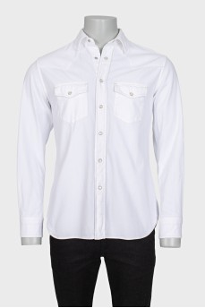 Men's denim shirt with buttons and pockets