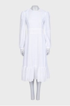 White midi dress with perforations