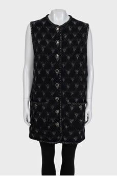 Black straight button-down vest