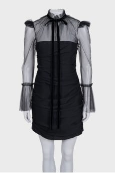 Cocktail dress with sheer sleeves