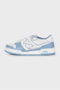 Light blue sneakers with a signature print