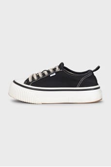Black and white high platform sneakers