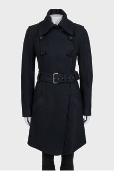 Black coat with patch pockets
