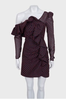 One-shoulder dress decorated with a frill