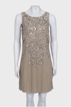 Straight-cut dress with sequins