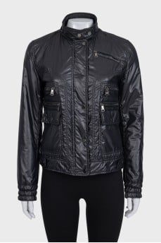 Straight-cut jacket with a zipper and pockets