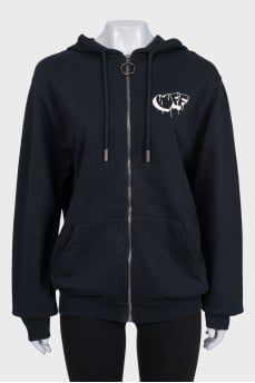 Black cardigan with signature print