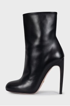 Black leather ankle boots with heels