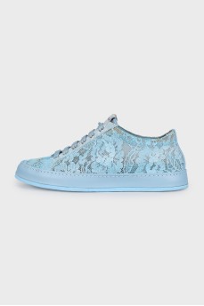 Light blue lace-up sneakers
