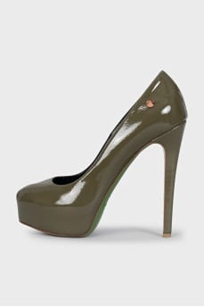 Patent leather platform heels