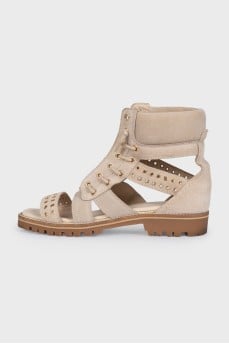 High suede sandals