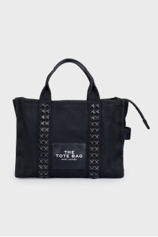Black tote with logo and studs