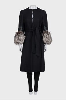 Black coat decorated with crystals